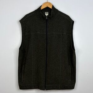 Tilley Sweater Vest Mens 3XL Olive Green Wool Blend Knit Full Zip Made in Canada